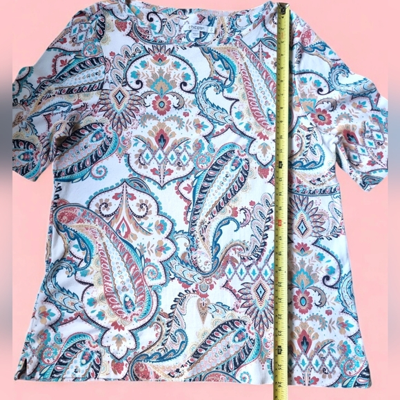 Chico's 100% Cotton Paisley Print T-Shirt - Picture 6 of 6
